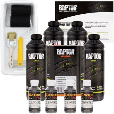 U-POL Raptor Tintable Charcoal Metallic Spray-On Truck Bed Liner Roller, 4 Liter