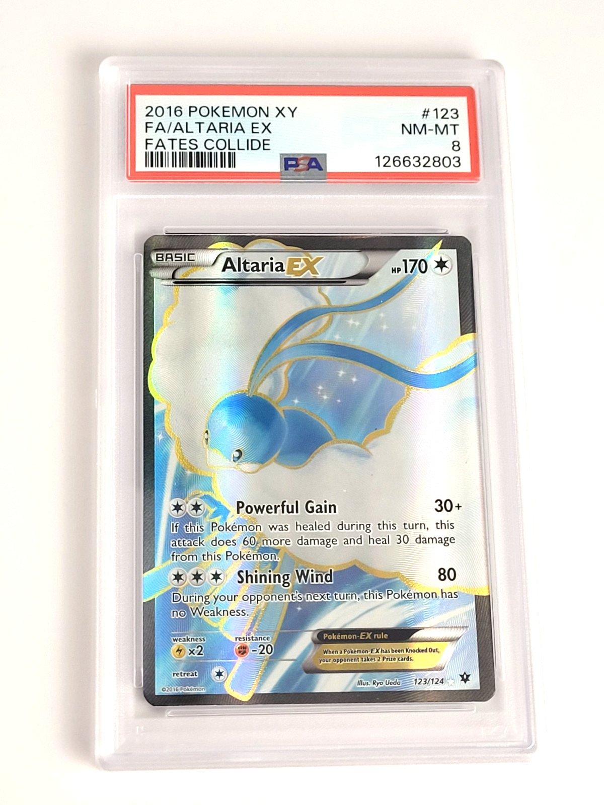 2016 Pokemon XY Full Art FA Altaria EX Fates Collide 123/124 PSA 8
