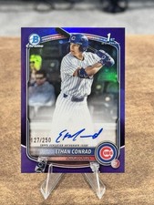 2025 Bowman Draft Ethan Conrad 1st True Purple Refractor Auto #CPA-EC Cubs /250