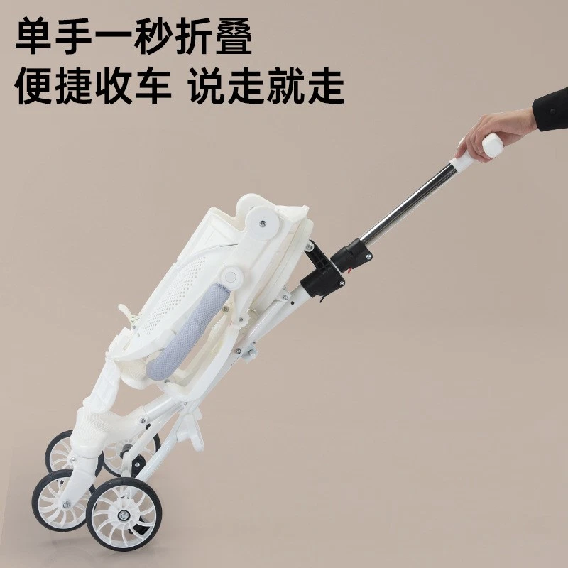 Cochecito, sentarse / acostarse, ligero plegable 0-6 niños carro alto, maletero apilado Foto 3 de 4