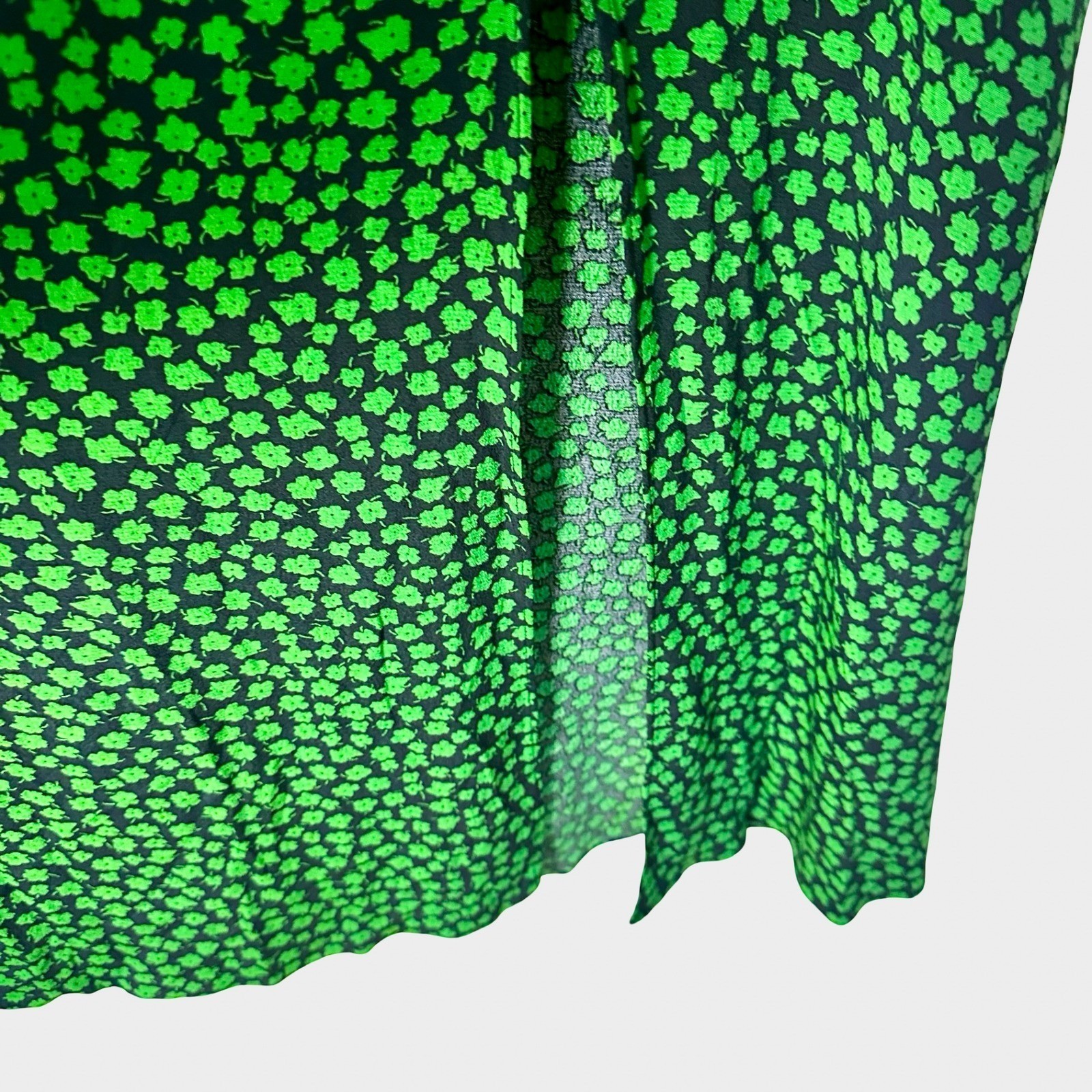 H&M Green Floral Puff Sleeve Midi Dress Sweetheart Neckline Slit XS thumbnail 4