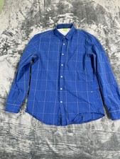 Hugo Boss Mens Blue Check Long Sleeve Button-Up Shirt Size L Cotton