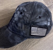 Kryptek Camo Grays Adjustable Strap Camoflage US Flag On Side Hat Outdoor Cap
