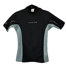 Lavacore Short Sleeve Scuba Dive Top Black Womens Sz 10 Fleece Lined Drawstring