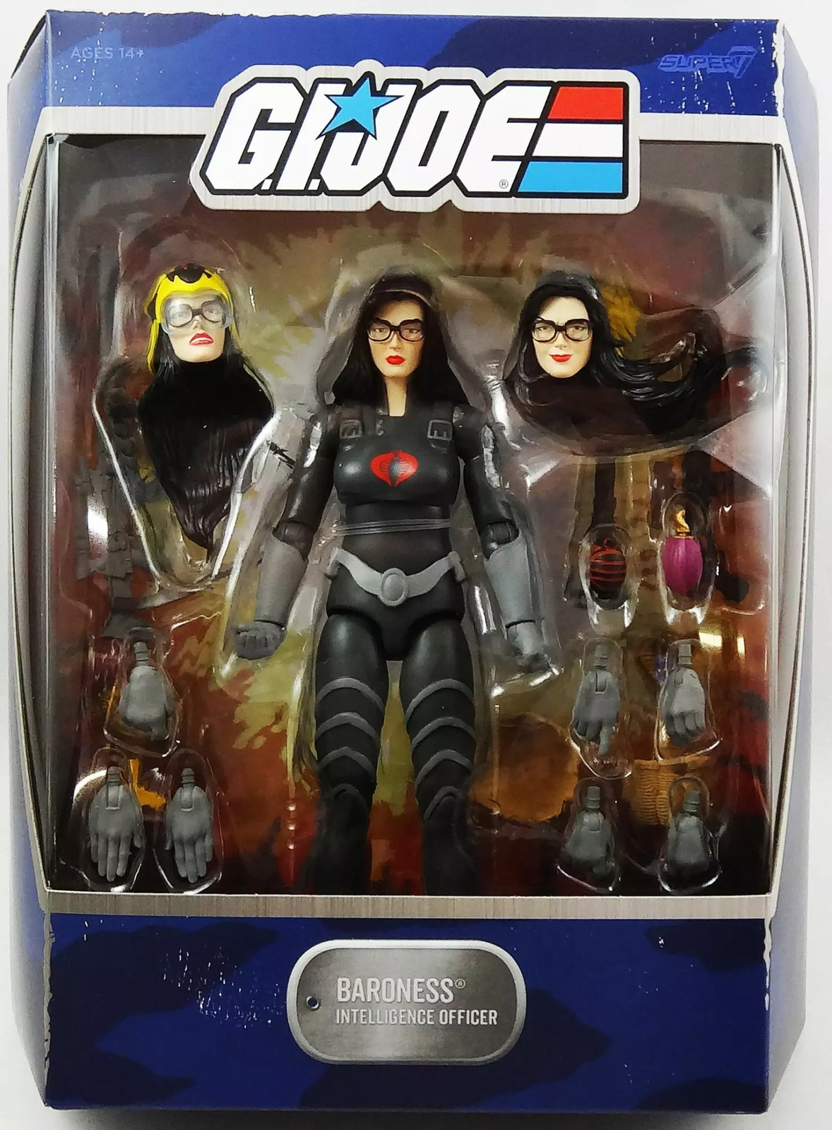 Figurine de collection G.I. Joe Baroness Black Suit de 17cm par Super7 Ultimates