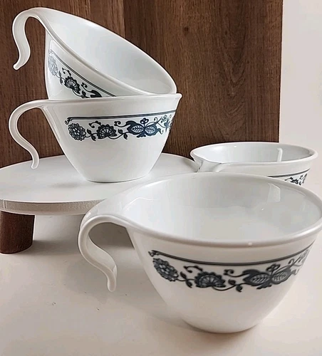 Corelle By Corning ~ Old Town Blue Hook Handle Cups ~ Set of 4