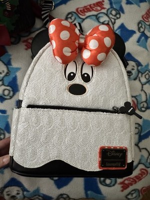 NEW * Loungefly Minnie Mouse Ghost Glow in the Dark Sequin  display picture 3