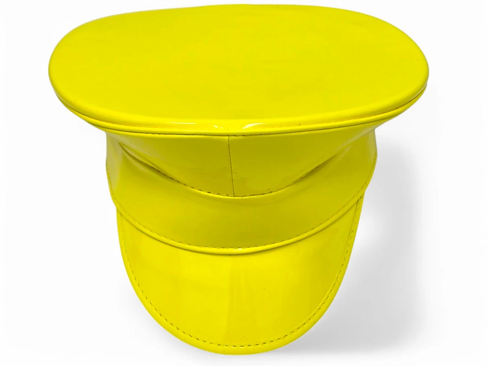 Neón Mujeres Hombres Brillante Láser Charol Sombrero Policía Cos Capitán Gorra Ropa de Club Foto 3 de 4