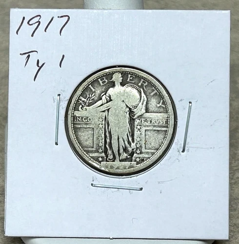 1917 T-1 Standing Liberty Quarter - Mid Grade - Mostly Readable Date