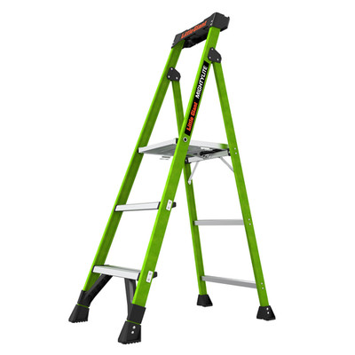 Little Giant MightyLite 5-ft Hi-Viz Fiberglass Stepladder, Platform, 300 lb NEW