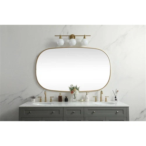 Elegant Decor Brynn 36x60" Oval Modern Metal Wall-Mounted Mirror in Brass - Picture 10 of 11
