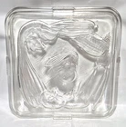 Vtg 8.25" Square Federal Glass Refrigerator Dish LID ONLY,  Vegetable Embossed