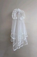 White Tulle Lace Little Girls Communion Veil