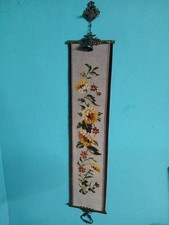 Atemberaubender XXL Klingelzug Glockenzug Messing Gobelin Stickerei Handarbeit