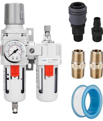 3/8'' NPT Auto-Drain Air Filter Regulator Lubricator Combo (FRL) Water/Oil Trap
