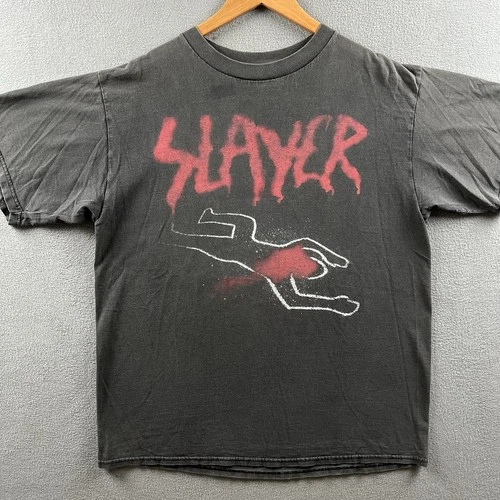 Slayer Shirt Mens XL Black Faded Do Not Cross Slayer 1990s vintage concert t-shirt, vintage, size XL, single stitch, B+ condition