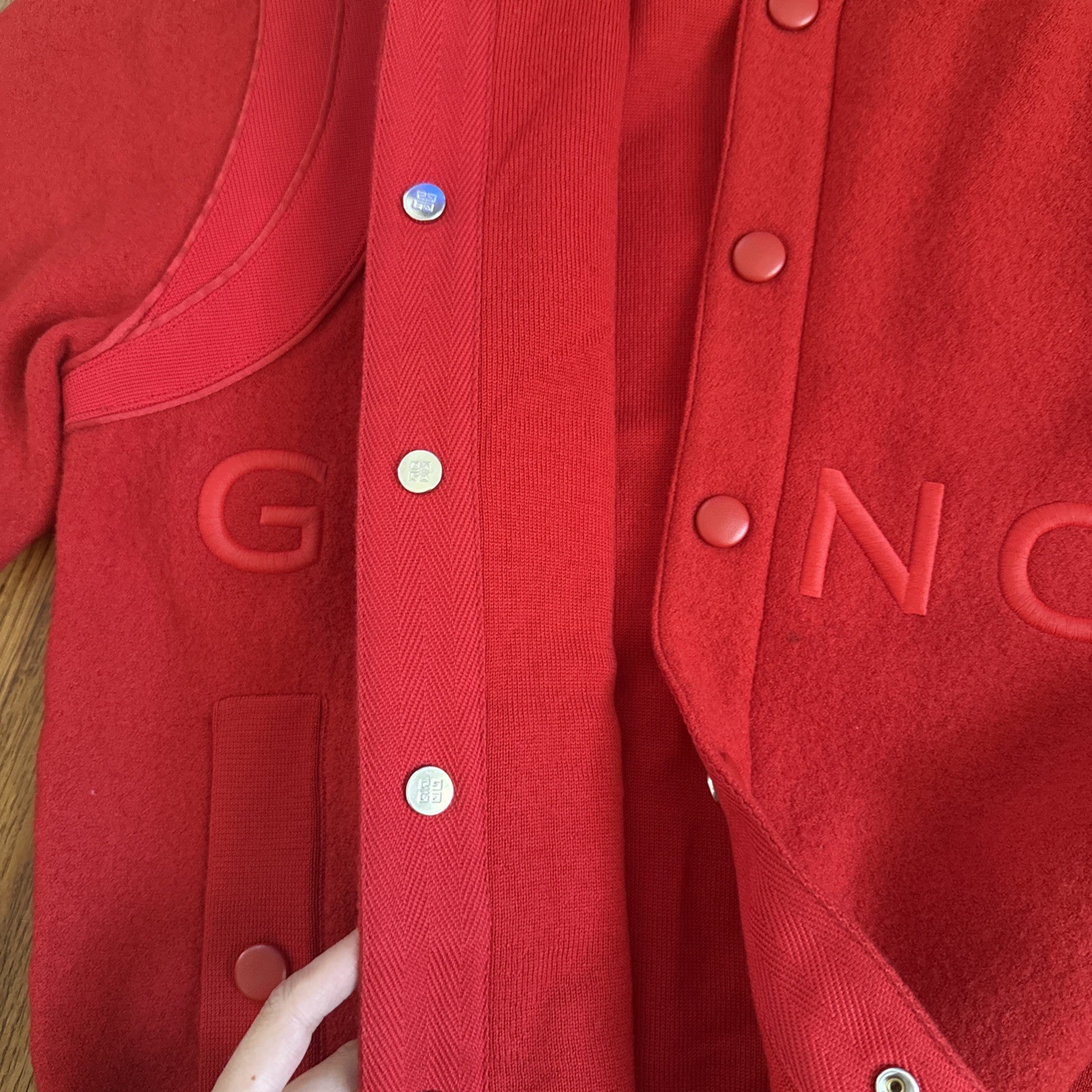 Givenchy Logo Virgin Wool Red Bomber Jacket C8 - image 19