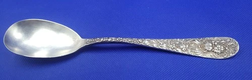 Sterling Silver  Stieff  Repousse  Rose  Serving Spoon 8.5 "long  82.7 grams