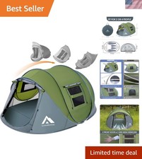 4 Person Easy Pop Up Tent Waterproof Automatic Setup 2 Doors-Instant Family T...