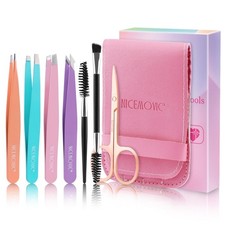 NICEMOVIC 7 Pcs Tweezers for Women Facial Hair, Set Multicolor