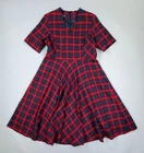 Pendleton 100% Wool Red Plaid Cunningham Tartan Jumper Lined Dress USA Made 14