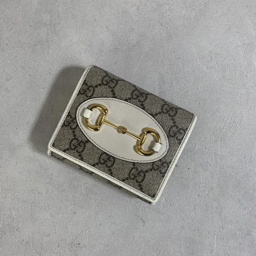 Gucci Folding Wallet Beige Supreme Horsebit Vintage /Used++