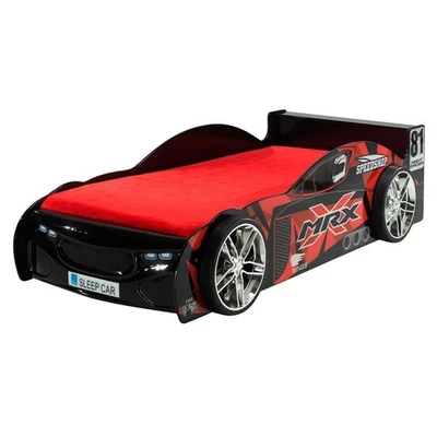 Pack - Lit Enfant Voiture & Matelas "MRX" 90x200cm Noir - Photo 1/2