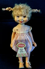 1960 Vintage : WHIMSIES "Dixie The Pixie" SITTING DOLL : Posable PIGTAILS w/TAG