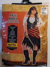 ROGUE MAIDEN Pirate Wench Costume ADULT PLUS Size 18-20 Black Red - NEW