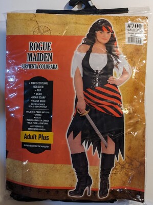 ROGUE MAIDEN Pirate Wench Costume ADULT PLUS Size 18-20 Black Red - NEW