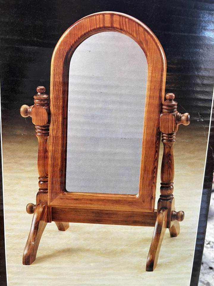 Mini tocador de madera con espejo de mesa inclinable roble nuevo en caja desmontado Foto 3 de 4