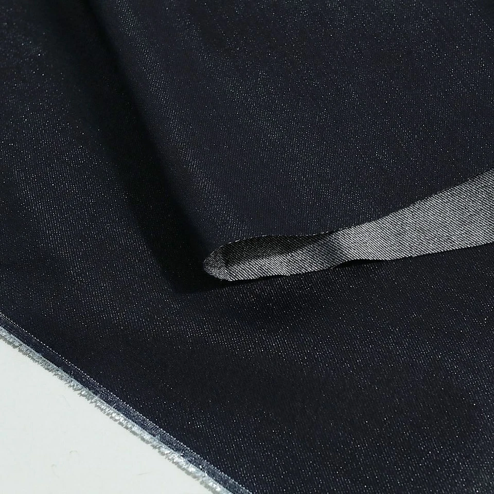 schwarz Designer Lurex Glitzer Jeansstoff SELTEN Baumwollstoff Meterware - Bild 2 von 4