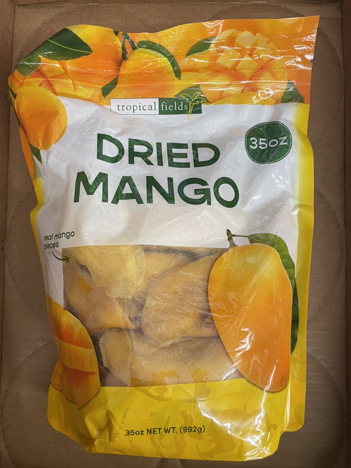 Tropical Fields Dried Mango 35 oz. Resealable Bag, Less Sugar Organic