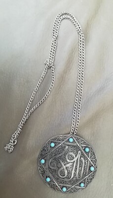Collier Pendentif En Argent Massif Style Ethnique Avec Chaîne Boule - Occasion