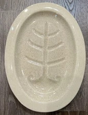 Red Wing Tan Fleck Oval Meat Platter 12 Inch Beige Tan with Brown Flecks