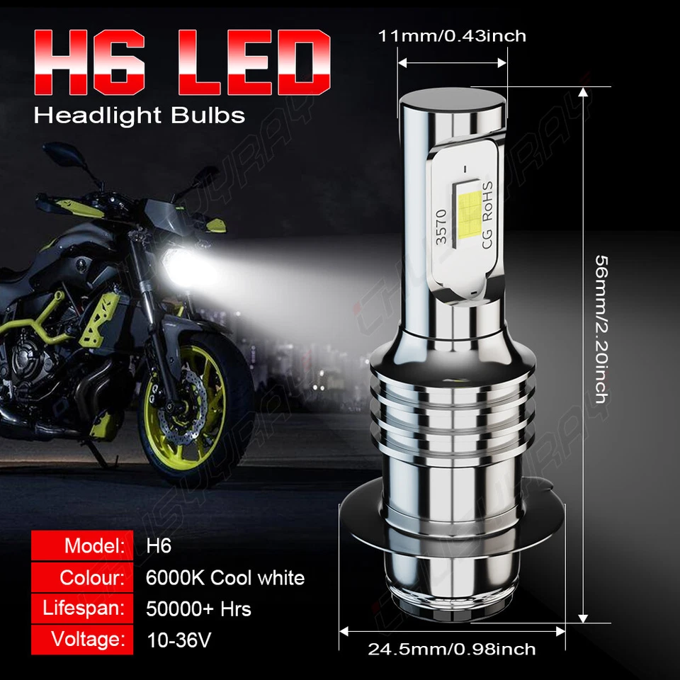 Faro LED blanco brillante para Yamaha TIMBERWOLF 250 4X4 1997-2000 2 PIEZAS H6 Foto 4 de 4