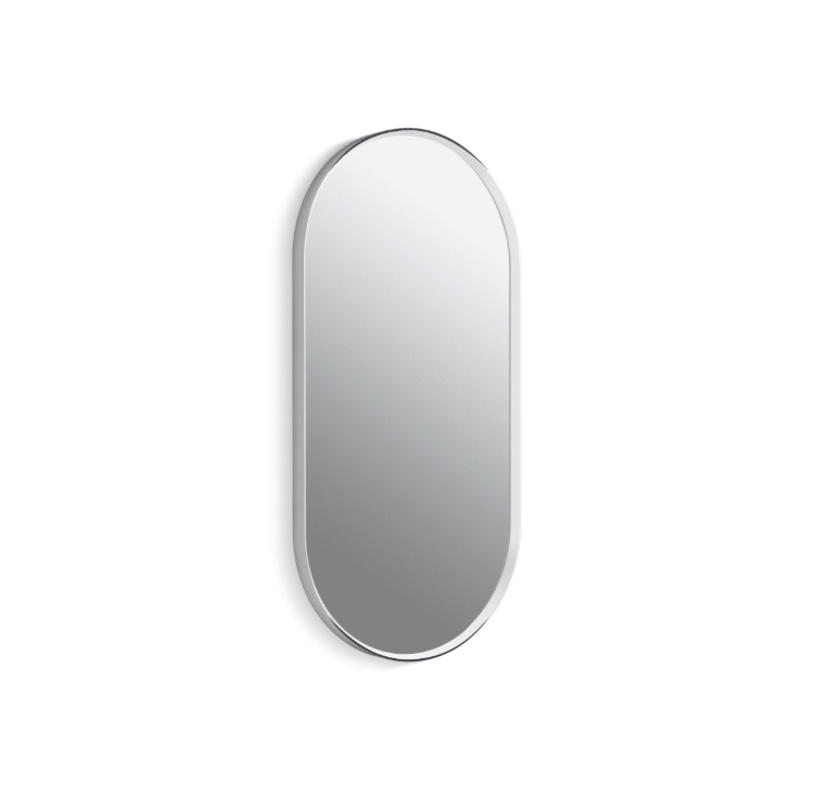 Kohler 18x36 Polished Chrome Framed Oval Bathroom Mirror Transitional Style
