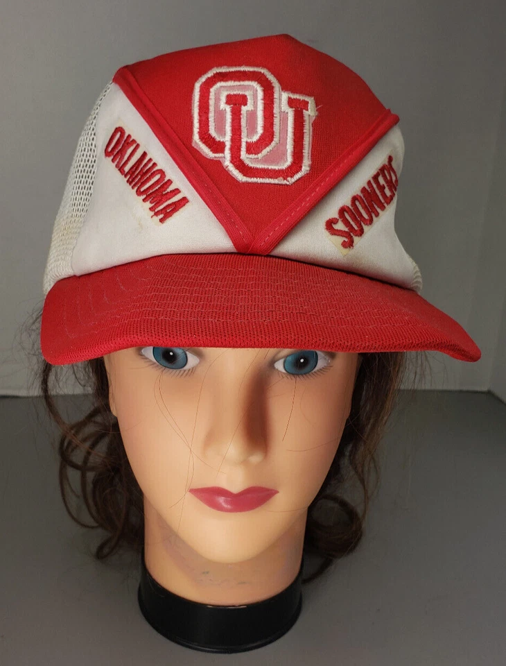 Sombrero OU Oklahoma University Sooners Trucker Hat Snapback Malla De Colección Años 80 90 Foto 4 de 4