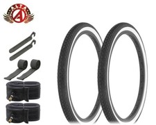 ALTA WHITEWALL BICYCLE 20 X 1.75 TIRES MINI BRICK SCHWINN STYLE TREAD 8PC SET.