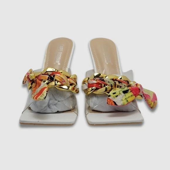 Cape Robbin Concur Tacón Transparente PVC Bufanda Acento Puntera Cuadrada Deslizable Blanco Talla 8 Foto 4 de 4