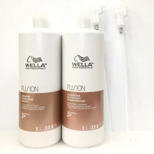 (2 Pack) Wella Fusion Intense Repair Shampoo and Conditioner with 2 PUMPS,33.8oz