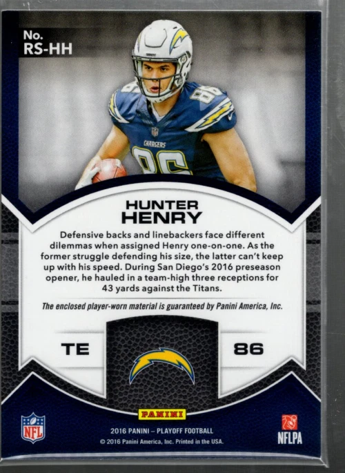 A6734- 2016 Playoff Rookie Stallions Prime 1st Down #RSHH Hunter Henry Jersey/25 - Image 2 of 2