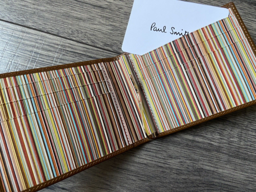 PAUL SMITH SIGNATURE STRIPE INTERIOR MONEY CLIP WALLET MADE IN ITALY BNWT - Picture 1 of 12