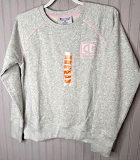 Champion Womens SWEATSHIRT M Pink Heather Gray Classic Pullover Breathable NEW