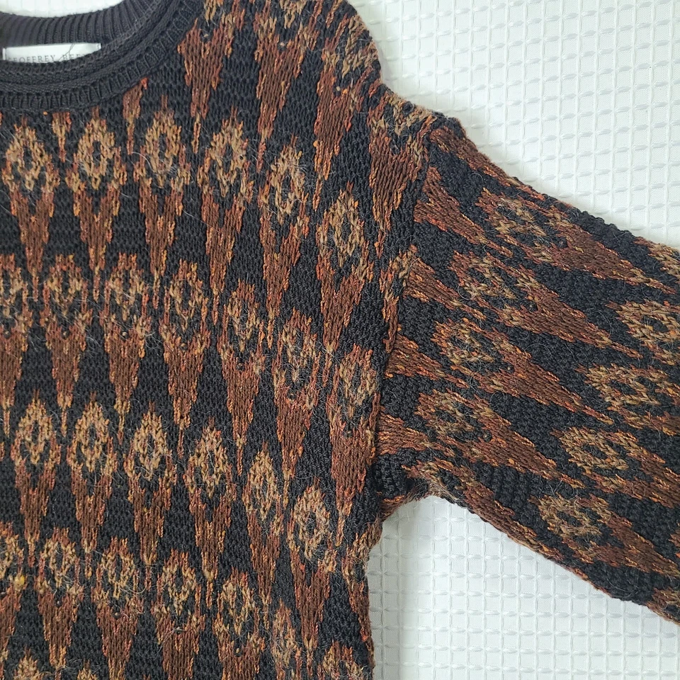 Vtg Geoffrey Beene Brown Argyle Heavy Sweater Mens Md Cotton/Poly/Acrylic/Mohair - Image 3 of 4