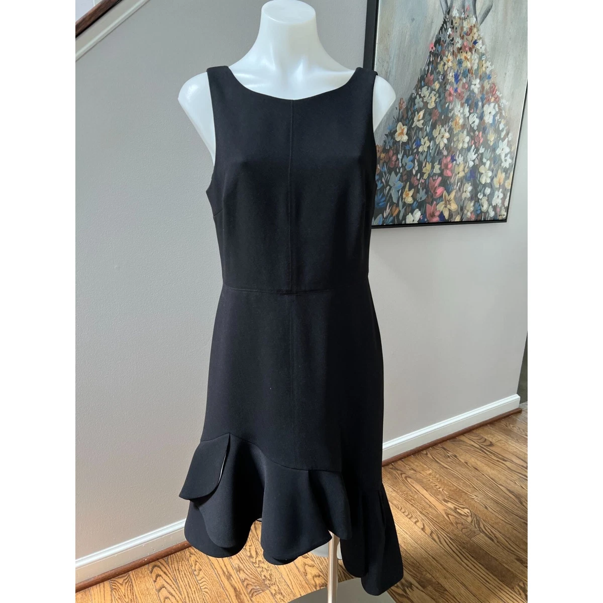 HALSTON HERITAGE Sleeveless Asymmetric Dress With Flounce Skirt