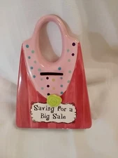 Saving for a Big Sale ceramic purse  bank multicolor unbranded 7" x 5" x 2"