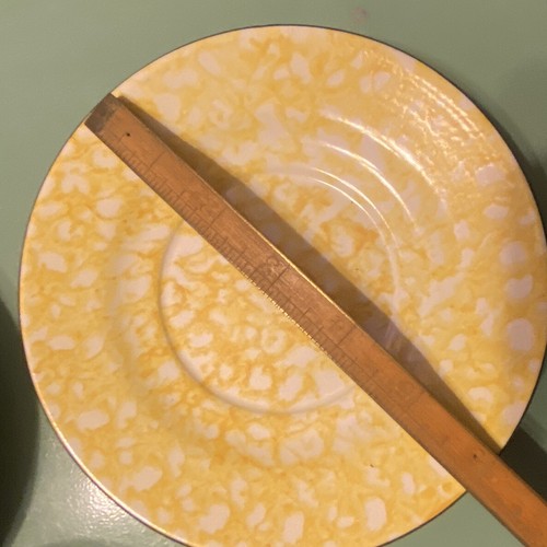 Vintage Stangl Ceramic Mugs Cups Saucer Yellow Spongeware Town and Country - Picture 10 of 10