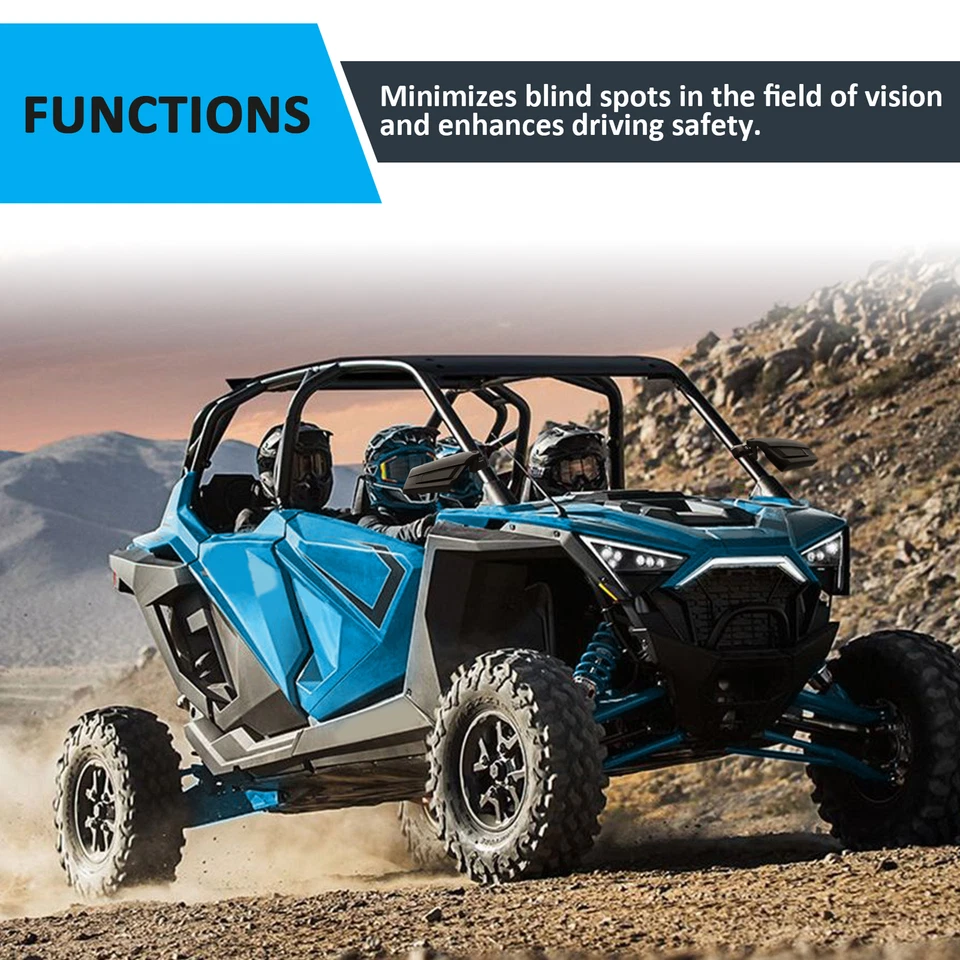 Espejos retrovisores laterales ajustables a prueba de roturas para Polaris RZR Pro XP/XP 4 UTV 2020-2025 Foto 4 de 4
