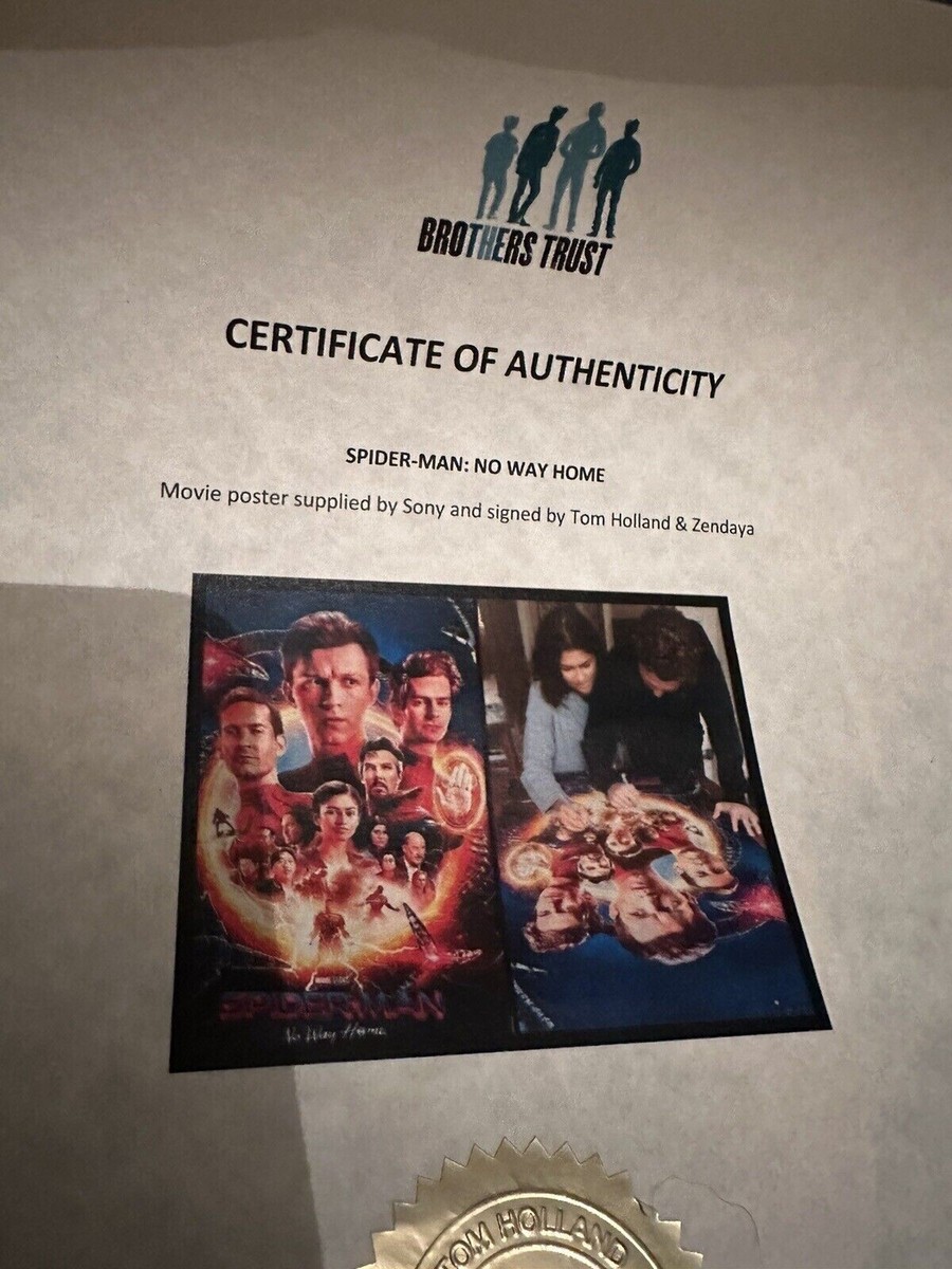 Tom Holland & Zendaya Autograph Signed Spider Man No Way Home